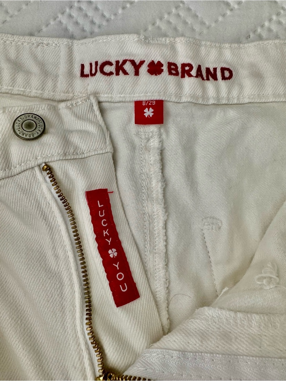 Lucky Brand White Denim High Rise Wide Leg Crops NawOT Size 8/29 - Picture 4 of 8